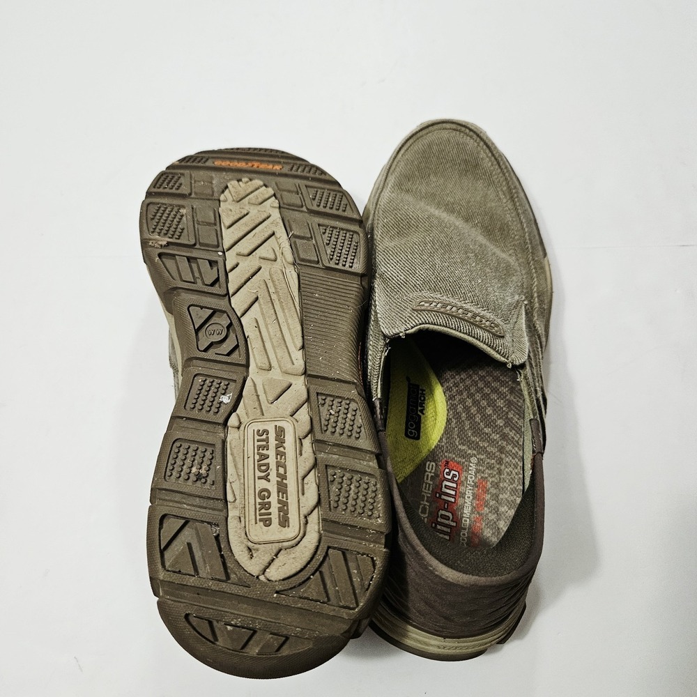 SKECHERS Men's Casual Canvas Slip-Ins, Goodyear® Sole Size 12 Brown - Picture 9 of 9